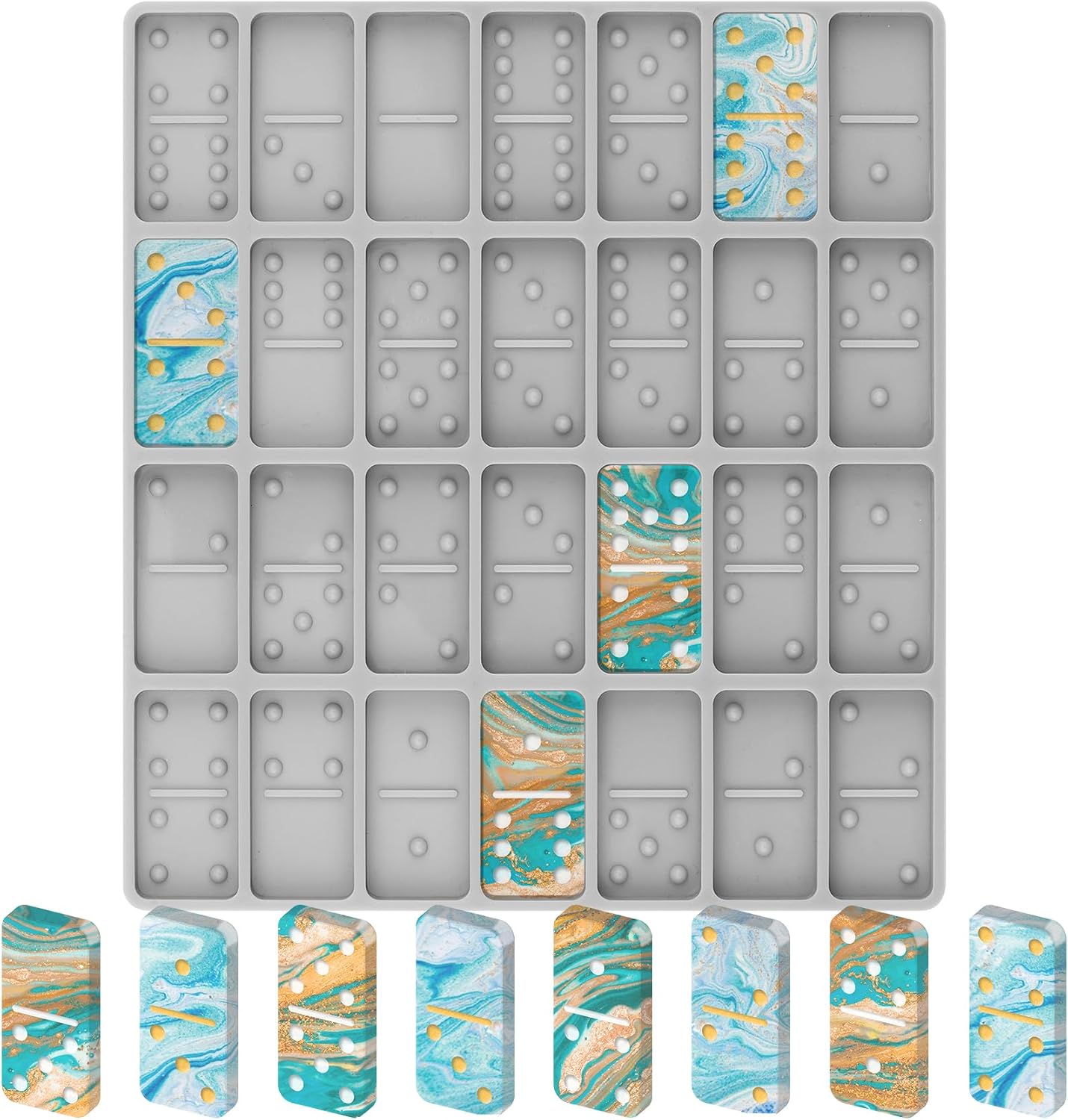 Resin Mold Jewelry - 28 Cavity Domino Resin Molds Set,
