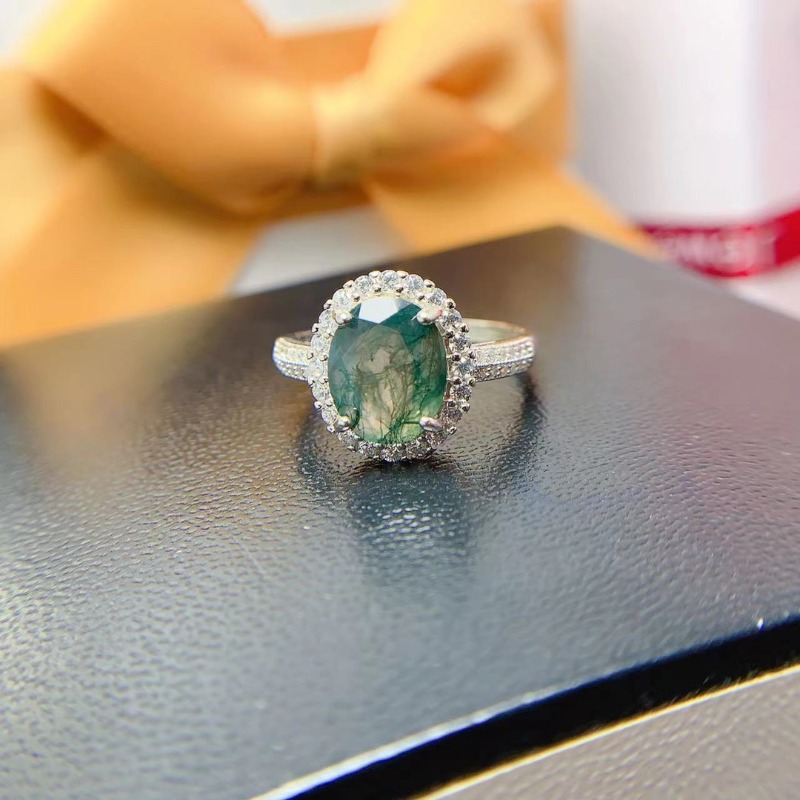 Natural Moss Agate Ring Promis - Jewelry Making University บทวิจารณ์และราคา