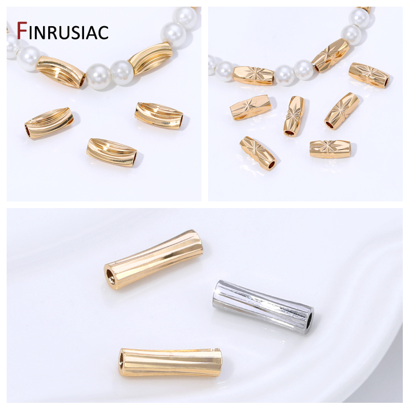 14K Gold Plated Brass Stripe T - Crimp Bead Tube บทวิจารณ์และราคา