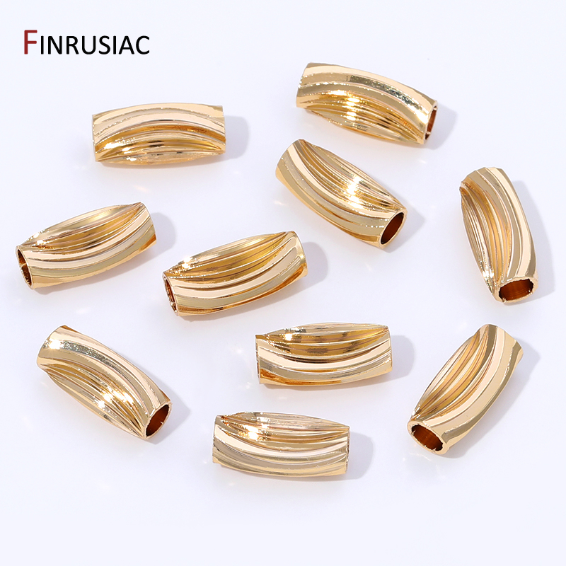 14K Gold Plated Brass Stripe T - Crimp Bead Tube บทวิจารณ์และราคา