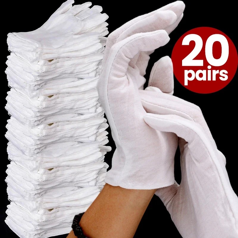 1-20pairs White Cotton Work Gl - Jewelry Making Gloves บทวิจารณ์และราคา