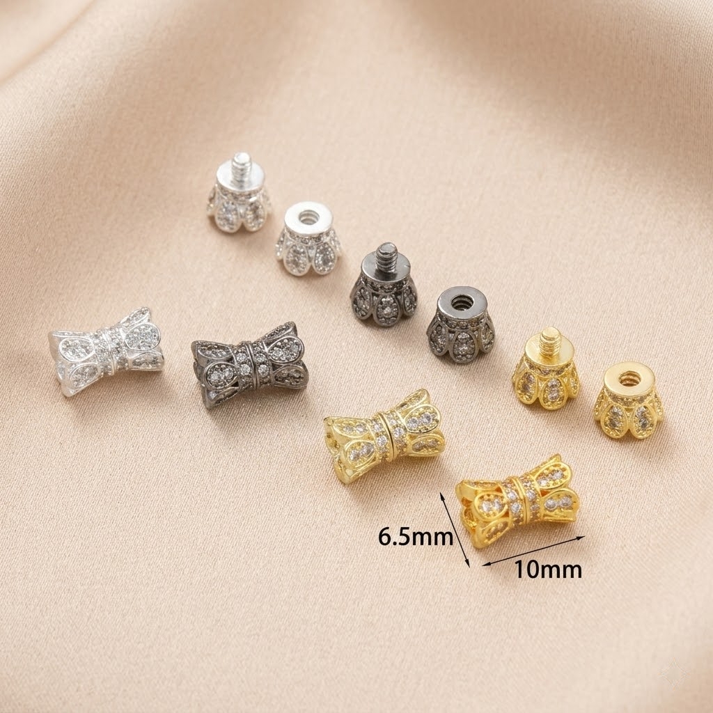 2pcs 18K Gold Plated Cubic Zir - Jewelry Making Gold บทวิจารณ์และราคา