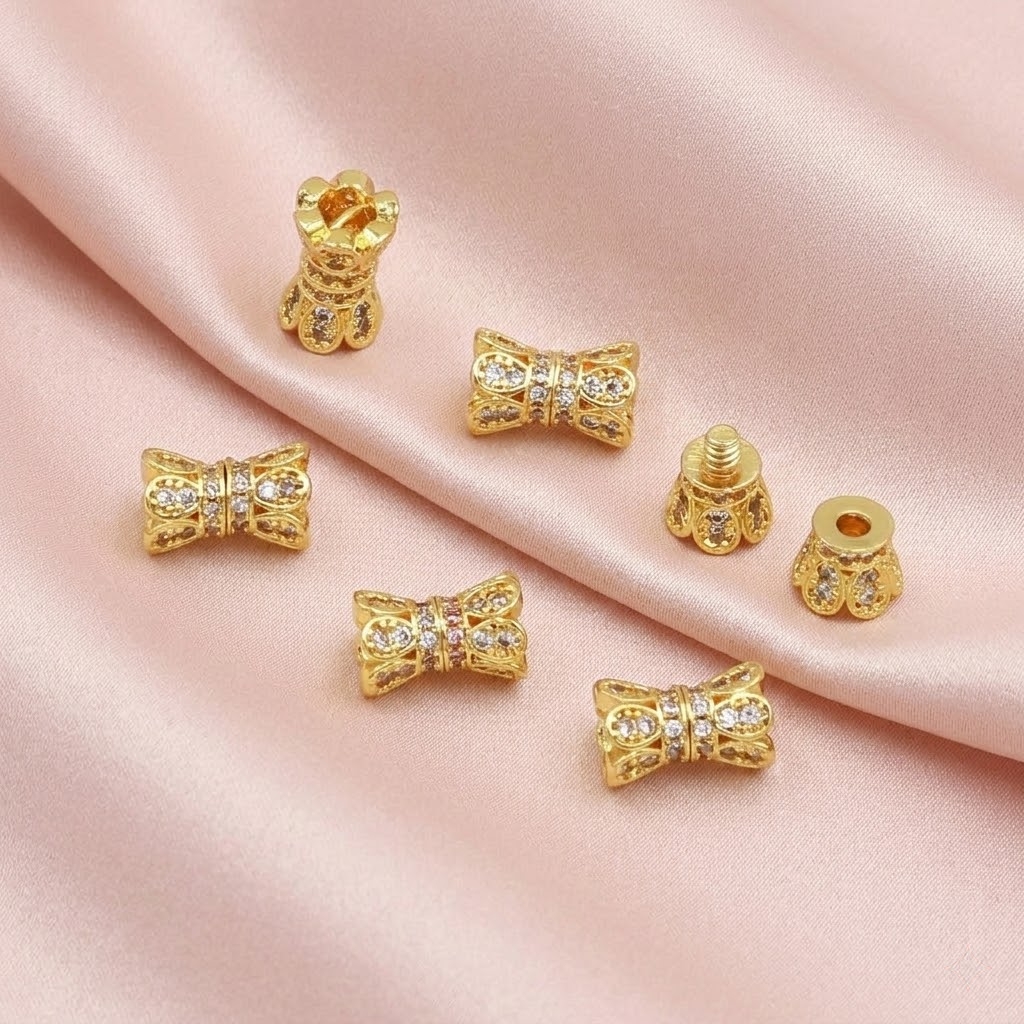 2pcs 18K Gold Plated Cubic Zir - Jewelry Making Gold บทวิจารณ์และราคา