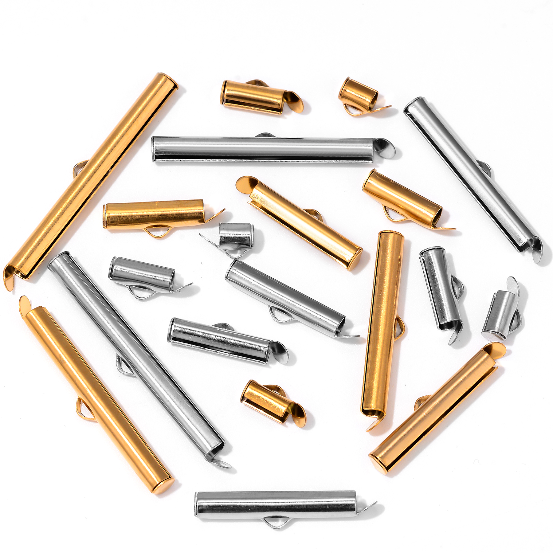 8pcs Stainless Steel Gold Plat - Crimp Bead Tube บทวิจารณ์และราคา