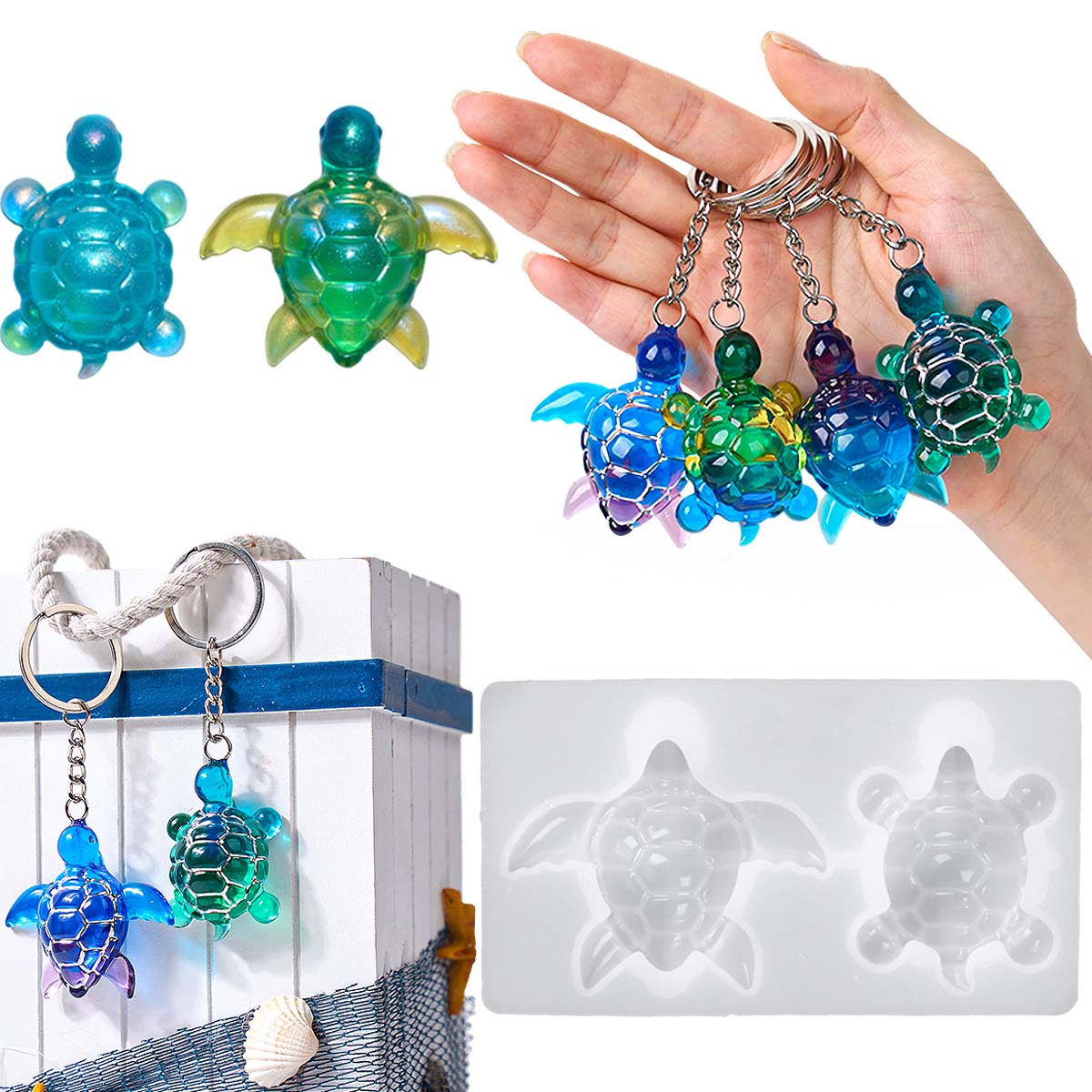 3D Sea Turtle Keychain Silicon - Resin Mold Jewelry บทวิจารณ์และราคา
